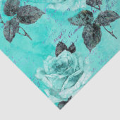 Sjofele Bloemige Turquoise Serie Ontwerp 4 Tissuepapier (Detail)