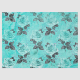 Sjofele Bloemige Turquoise Serie Ontwerp 4 Tissuepapier
