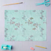 Sjofele Bloemige Turquoise Serie Ontwerp 5 Tissuepapier (Craft)