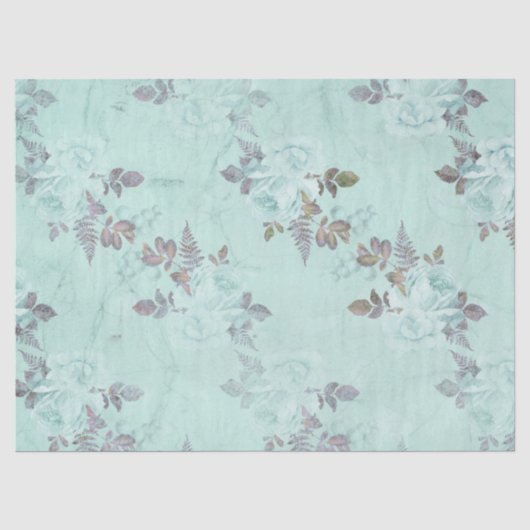 Sjofele Bloemige Turquoise Serie Ontwerp 5 Tissuepapier (Voorkant)
