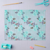 Sjofele Bloemige Turquoise Serie Ontwerp 6 Tissuepapier (Craft)