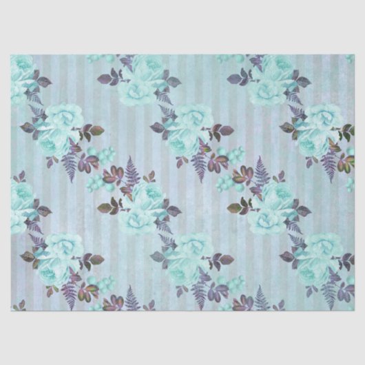 Sjofele Bloemige Turquoise Serie Ontwerp 6 Tissuepapier (Voorkant)