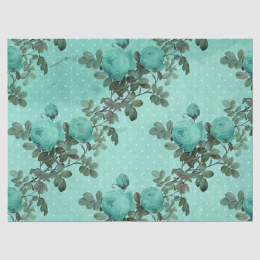 Sjofele Bloemige Turquoise Serie Ontwerp 7 Tissuepapier (Voorkant)