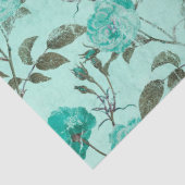 Sjofele Bloemige Turquoise Serie Ontwerp 8 Tissuepapier (Detail)