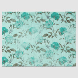 Sjofele Bloemige Turquoise Serie Ontwerp 8 Tissuepapier
