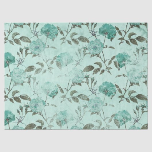 Sjofele Bloemige Turquoise Serie Ontwerp 8 Tissuepapier (Voorkant)