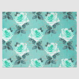 Sjofele Bloemige Turquoise Serie Ontwerp 9 Tissuepapier