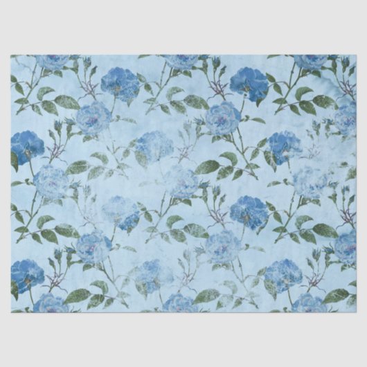Sjofele bloemserie blauw ontwerp 4 tissuepapier (Voorkant)