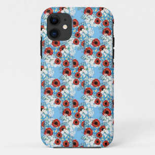 Sjofele chic blauwe rode bloem bloemendruk door Le Case-Mate iPhone Case