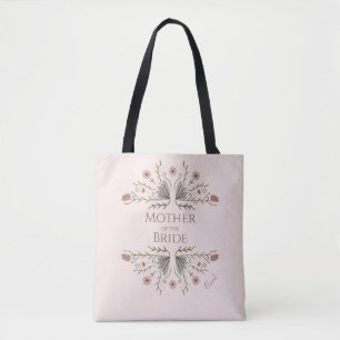 Sjofele Chic Blauwe Roze Bloem Moeder van de Bruid Tote Bag