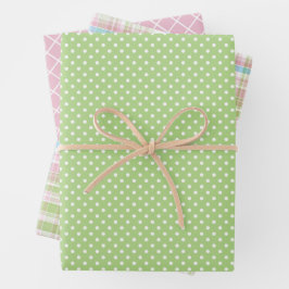 Sjofele Chic Blauwe Roze Groene Strepen Patroon Inpakpapier Vel