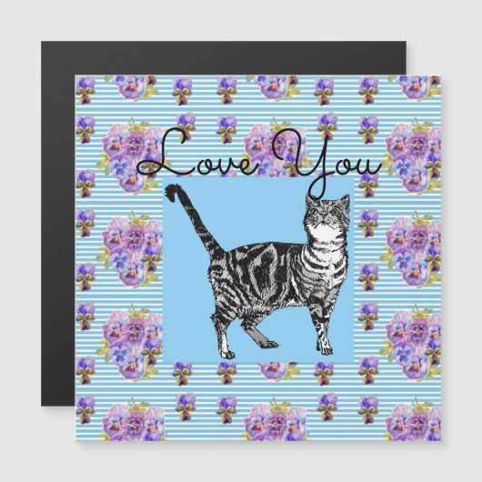 Sjofele Chic Blauwe Streep Tabbykat Liefdeshart (Voorkant / Achterkant)