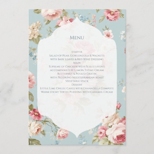 Sjofele chic bloemen menu (Voorkant)