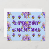 Sjofele chic bloemige 'ik hou van jou oma' ansicht briefkaart (Voorkant / Achterkant)