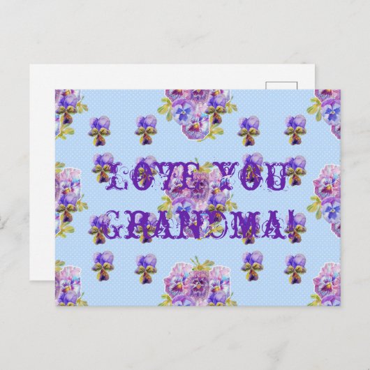 Sjofele chic bloemige 'ik hou van jou oma' ansicht briefkaart (Voorkant / Achterkant)