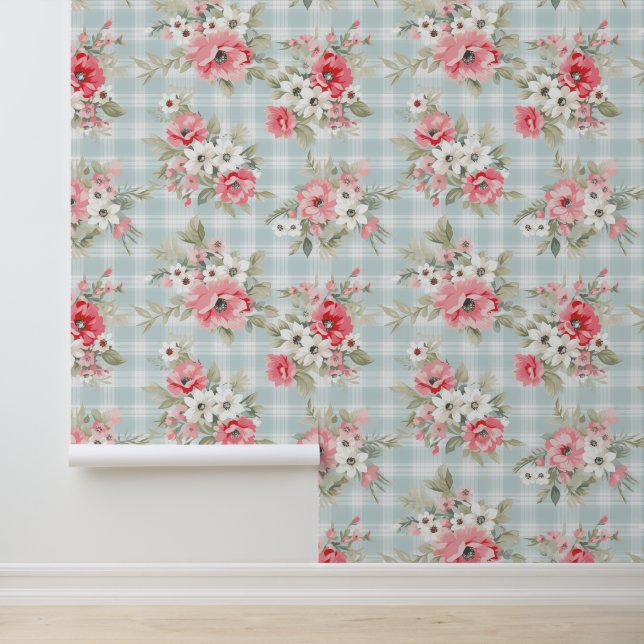 Sjofele chic bloempatroon behang (Applicatie)