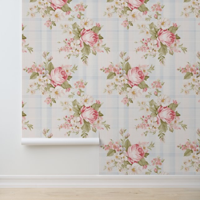 Sjofele chic bloempatroon behang (Applicatie)