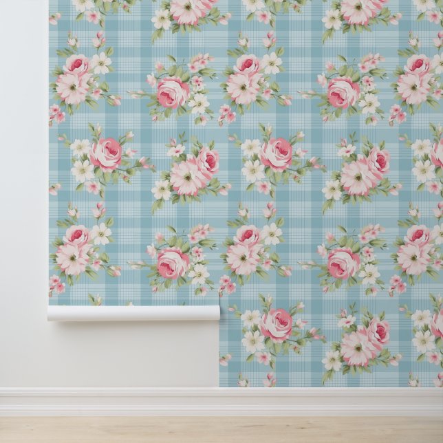 Sjofele chic bloempatroon behang (Applicatie)
