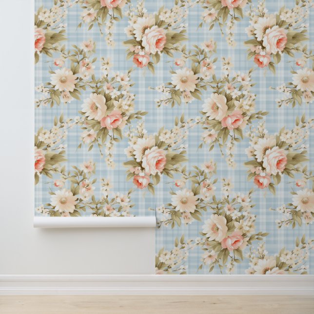 Sjofele chic bloempatroon behang (Applicatie)