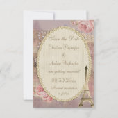 Sjofele Chic Eiffeltoren Bloemige Save the Date Kaart (Achterkant)