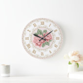 Sjofele Chic Franse Roze Goud Roze Roos Grote Klok (Huis)
