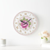 Sjofele Chic Franse Vintage Goud Magenta Roze Roos Grote Klok (Huis)