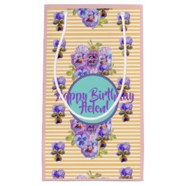 Sjofele chic gele streep bloemen bloemencadeau tas klein cadeauzakje