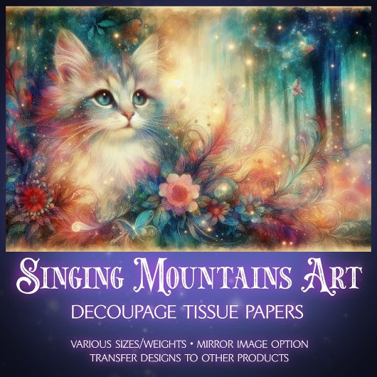 Sjofele Chic Kat Tussen Veldbloemen Decoupage Tissuepapier