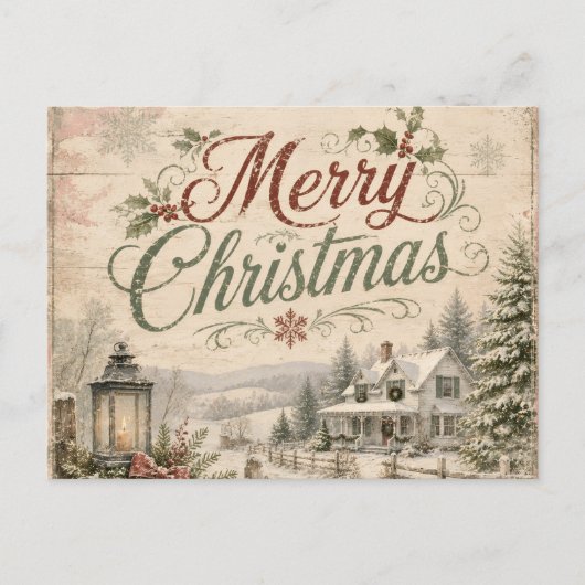 sjofele chic kerst ansichtkaart feestdagenkaart (Voorkant)