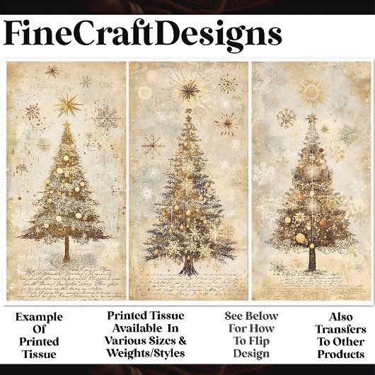 Sjofele Chic Kerstbomen Crème AM1 Decoupage Tissuepapier
