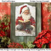 Sjofele Chic Kerstman Lezend op Hout AY9 Decoupage Tissuepapier