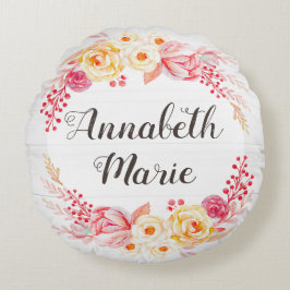 Sjofele Chic Landelijke Bloem Babykamer Naam Decor Rond Kussen