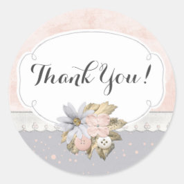 Sjofele Chic Landelijke Bloem Knopen Bedankt Ronde Sticker