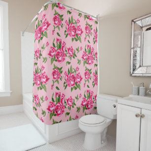 Sjofele Chic Monogram Roze Rozen Bad Douchegordijn