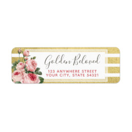 Sjofele Chic Oude Rozen & Goud Retouradres Etiket
