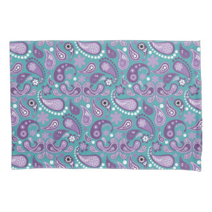 Sjofele Chic Paarse en blauwe Paisley Patroon Kussensloop