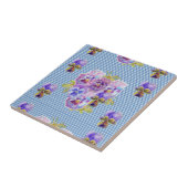 Sjofele Chic Paarse Viooltje kunst bloem tegel Tegeltje (Zijkant)