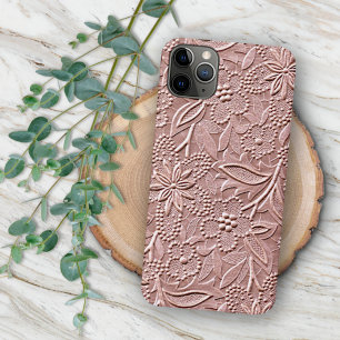 Sjofele chic pastel koraalroze bloemige kunst iPhone 16 pro max hoesje