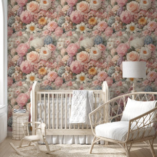 Sjofele Chic Pastel Roze Bloemen Behang