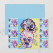 Sjofele Chic Pensee Pastel Blauwe Streep Kunst Ans Briefkaart (Voorkant / Achterkant)