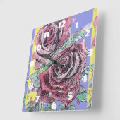 Sjofele Chic Rode Rozen Roos Kunst Dames Kamer Klo Vierkante Klok (Hoek)