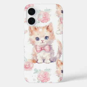 Sjofele Chic Romantische Kitten Bloemen iPhone 16 Hoesje
