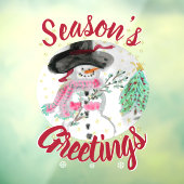 Sjofele Chic Roze Artistieke Sneeuwman Ruitsticker Raamsticker (Vel 3)