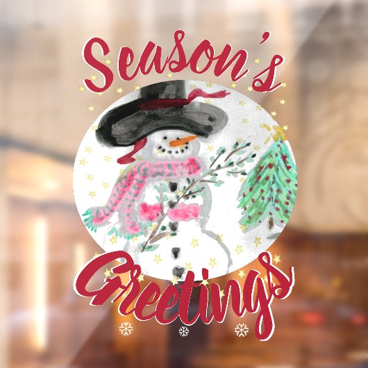 Sjofele Chic Roze Artistieke Sneeuwman Ruitsticker Raamsticker (Vel 2)