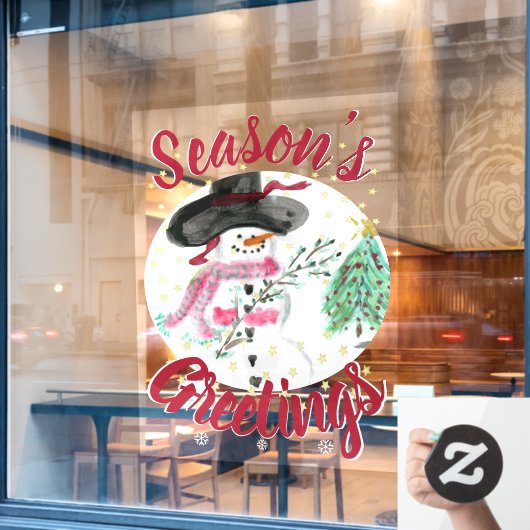 Sjofele Chic Roze Artistieke Sneeuwman Ruitsticker Raamsticker (Cafe Raam)