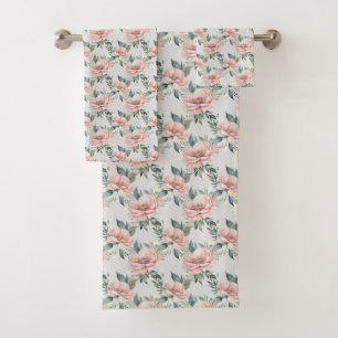 Sjofele Chic Roze Bloemen Bloemmotief Bad Handdoek