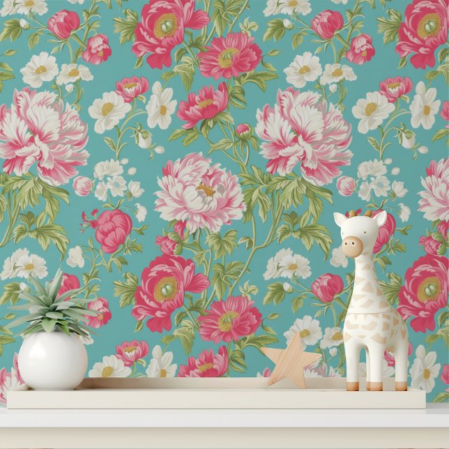 Sjofele Chic Roze Bloemige Peel en Stick Behang (Creator heeft geüpload)