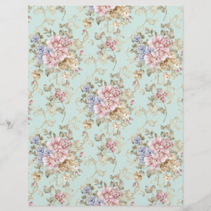 Sjofele Chic Roze Bloemige Vintage Scrapbook Papie Briefhoofd