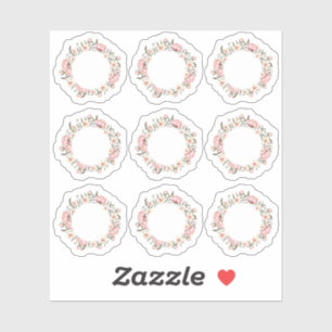 Sjofele Chic Roze Bloemrozen Krans Planner Vel Sticker