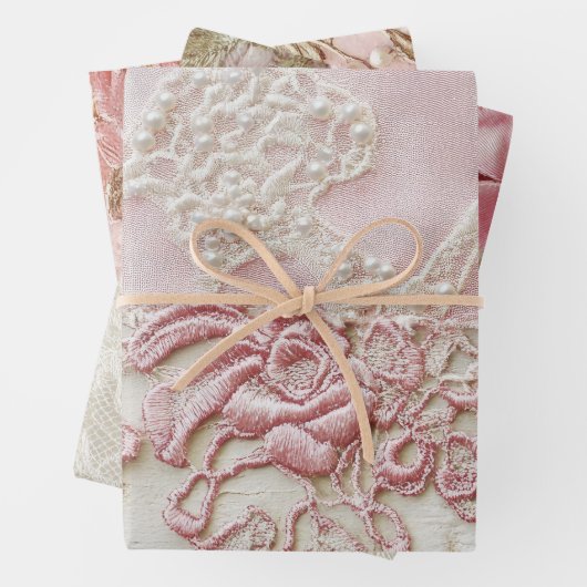 Sjofele Chic Roze Kant Inpakpapier Vel (In situ)